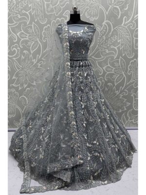 Grey Color Net Lehenga Choli
