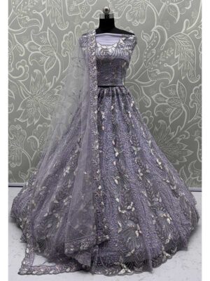 Lavender Color Net Lehenga Choli
