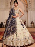 Cream Color Tissue Lehenga Choli