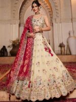 Cream Color Tissue Lehenga Choli