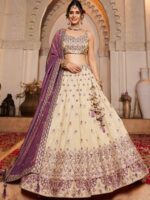Cream Color Tissue Lehenga Choli