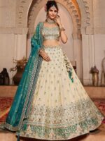 Cream Color Tissue Lehenga Choli
