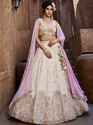 Cream Color Georgette Lehenga Choli