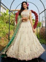 Cream Color Tissue Lehenga Choli