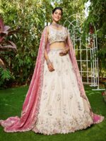 Cream Color Tissue Lehenga Choli