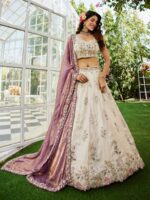 Cream Color Tissue Lehenga Choli