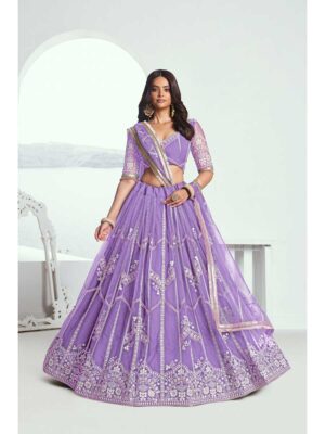 Lavender Color Butterfly Net Lehenga Choli
