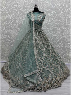 Green Color Net   Lehenga Choli