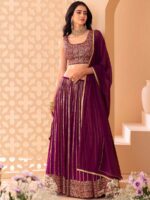 Wine Color Georgette Lehenga Choli
