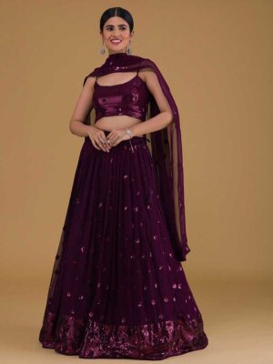 Purple Color Georgette Lehenga Choli
