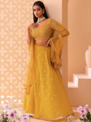 Yellow Color Georgette Lehenga Choli