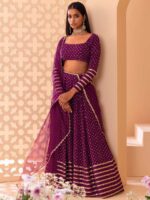 Wine Color Georgette Lehenga Choli