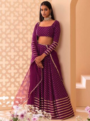 Wine Color Georgette Lehenga Choli