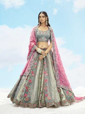Grey Color Silk Lehenga Choli