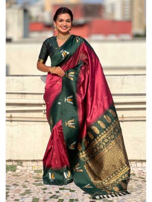 Burgundy Color Soft Silk Saree