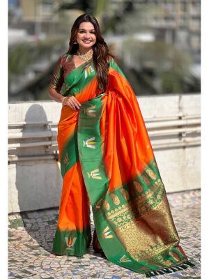 Orange Color Soft Silk Saree