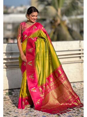 Mahendi Color Soft Silk Saree