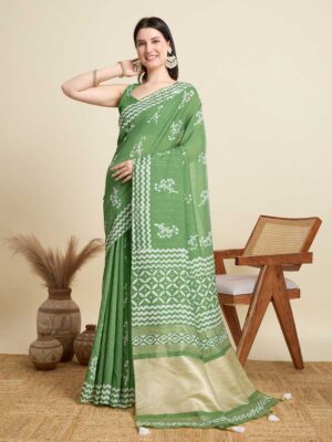 Green Color Cotton Saree