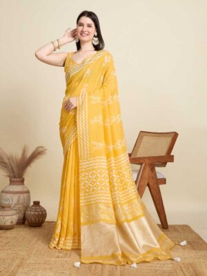 Yellow Color Cotton Saree