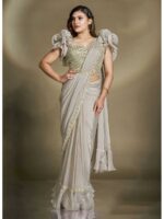 Grey Color Two Tone Satin Silk Saree
