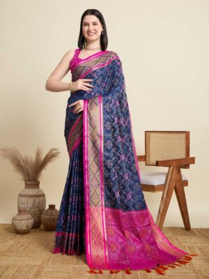 Blue Color Patola Silk Saree