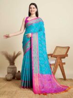 Sky Blue Color Patola Silk Saree