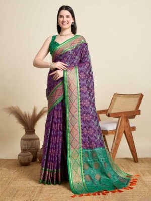 Purple Color Patola Silk Saree