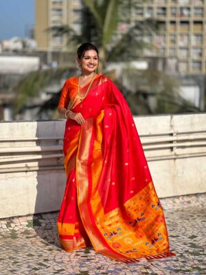 Red Color Paithani Silk Saree