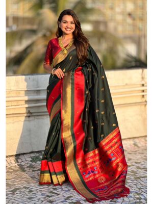 Green Color Paithani Silk Saree