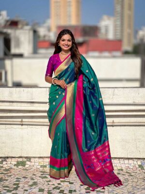 Sea Green Color Paithani Silk Saree