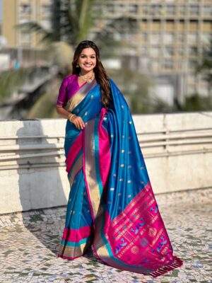 Blue Color Paithani Silk Saree