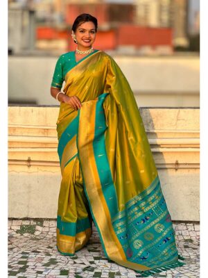 Mahendi Color Paithani Silk Saree