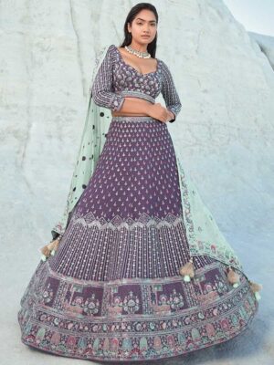Wine Color Georgette Lehenga Choli
