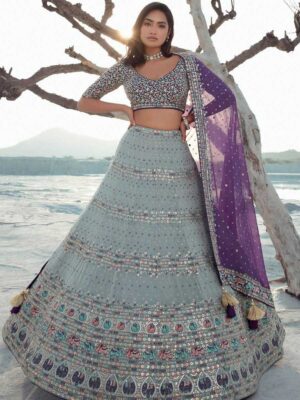 Grey Color Georgette Lehenga Choli