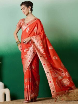 Orange Color Dolla Cotton Saree