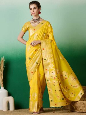 Yellow Color Dolla Cotton Saree