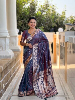 Purple Color Banarasi Silk Saree