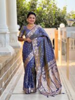 Grey Color Banarasi Silk Saree
