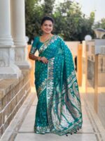 Rama Color Banarasi Silk Saree