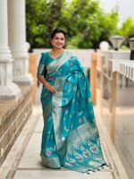 Sea Green Color Banarasi Silk Saree