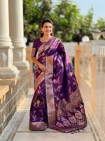 Voilet Color Banarasi Silk Saree