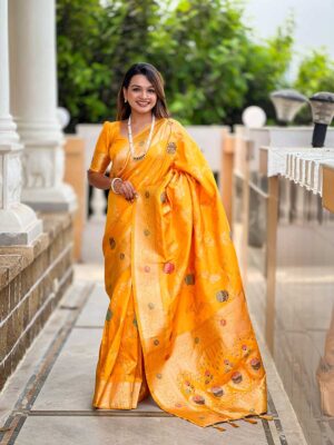 Yellow Color Banarasi Silk Saree