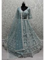 Sea Green Color Net Lehenga Choli