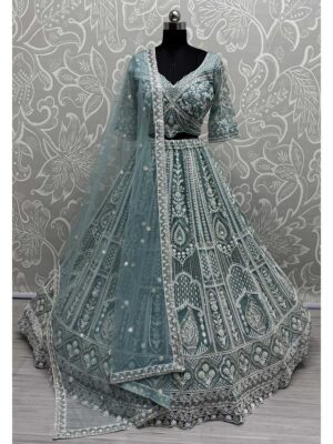 Sea Green Color Net Lehenga Choli