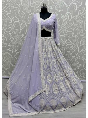Lavender Color Georgette Lehenga Choli