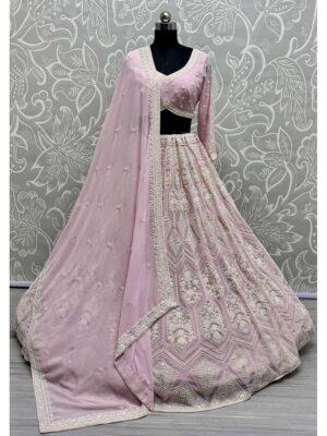 Pink Color Georgette Lehenga Choli