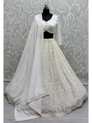 White Color Georgette Lehenga Choli