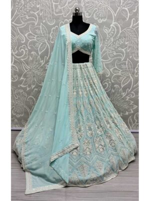 Turquoise Color Georgette Lehenga Choli