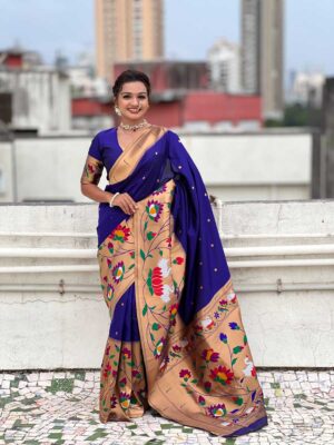 Blue Color Paithani Silk Saree