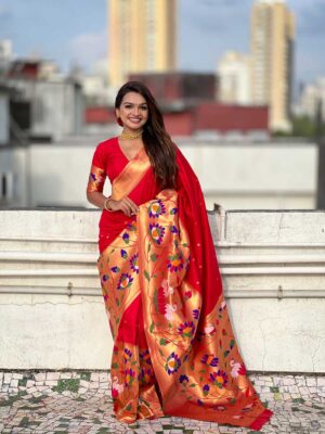 Red Color Paithani Silk Saree